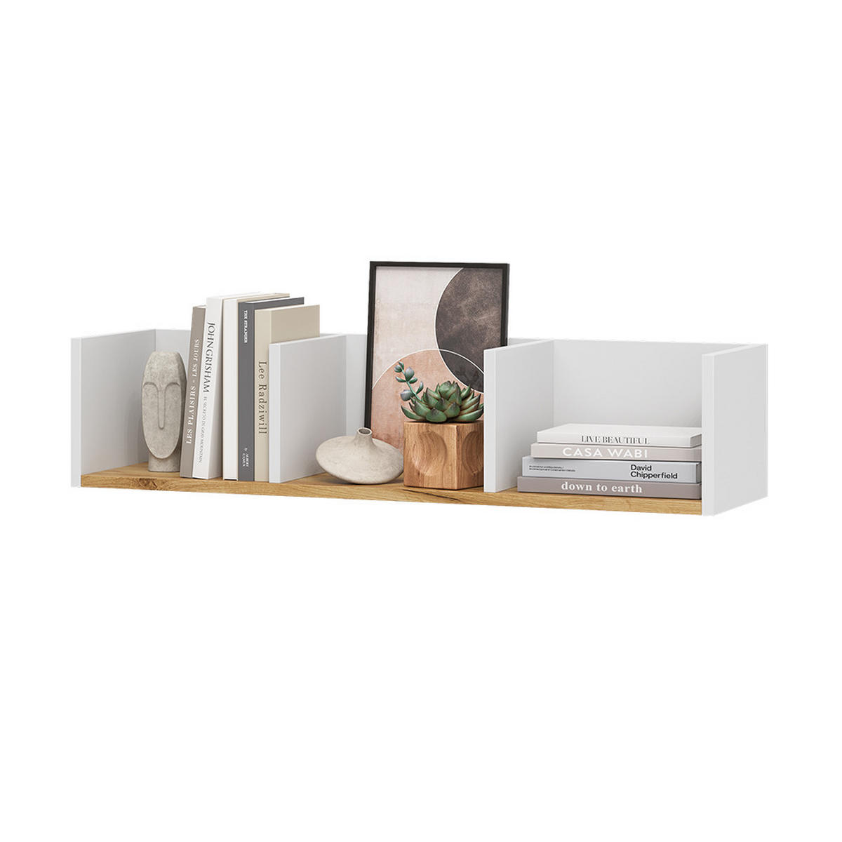WANDREGAL Tomy Weiß/Goldkraft Eiche 90 x 20 cm - Eiche Wotan/Weiß, Holzwerkstoff (90/20/24cm) - Vicco