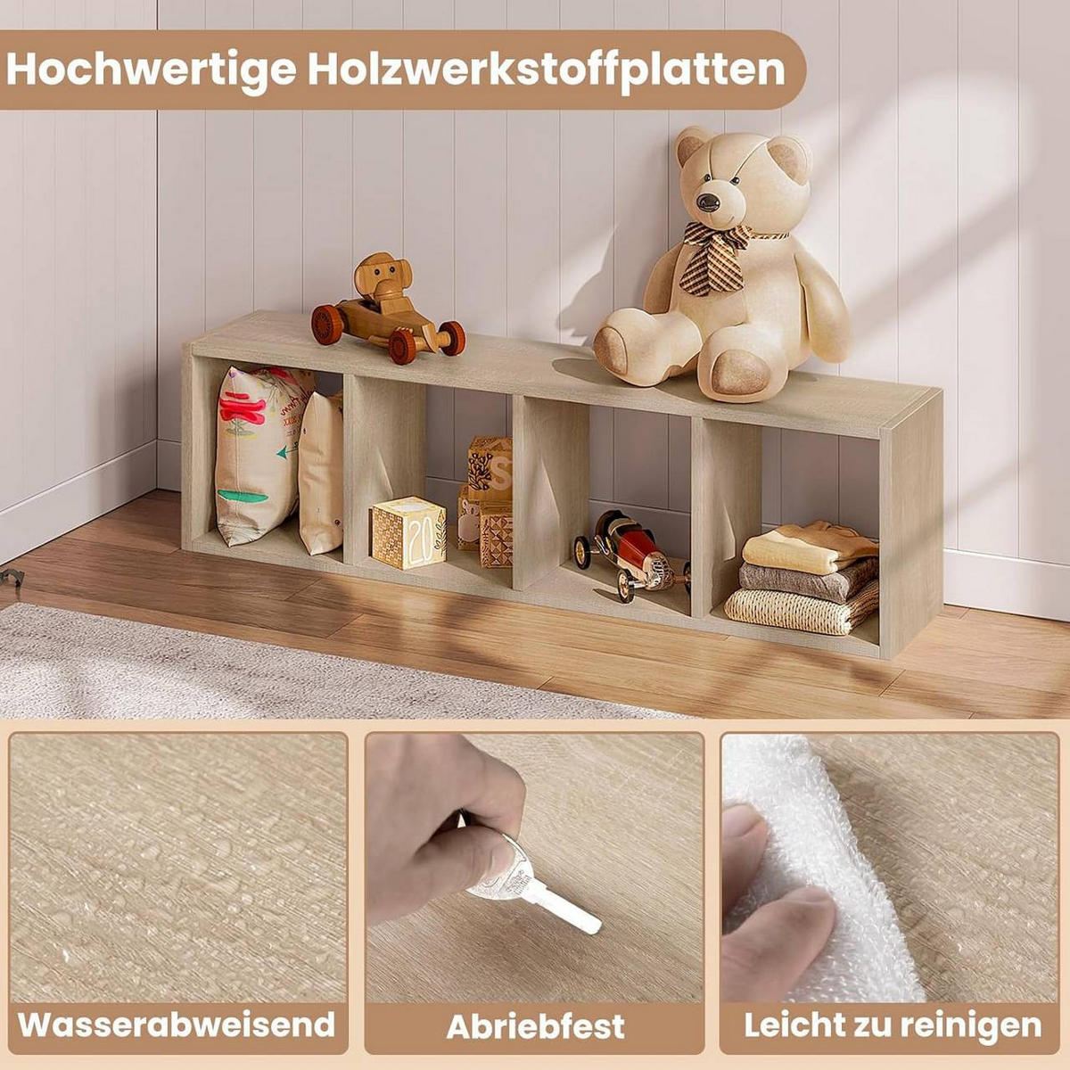 BÜCHERREGAL mit 4 Ebenen, 30x106,5x23,5 cm, Helle Eiche - Eichefarben, Holzwerkstoff (30/106.5/23.5cm) - Woltu