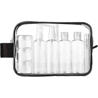KULTURBEUTEL transparent 9-teiliges Set mit Reiseflaschen 100ml - Transparent, Kunststoff (16/6/21cm)