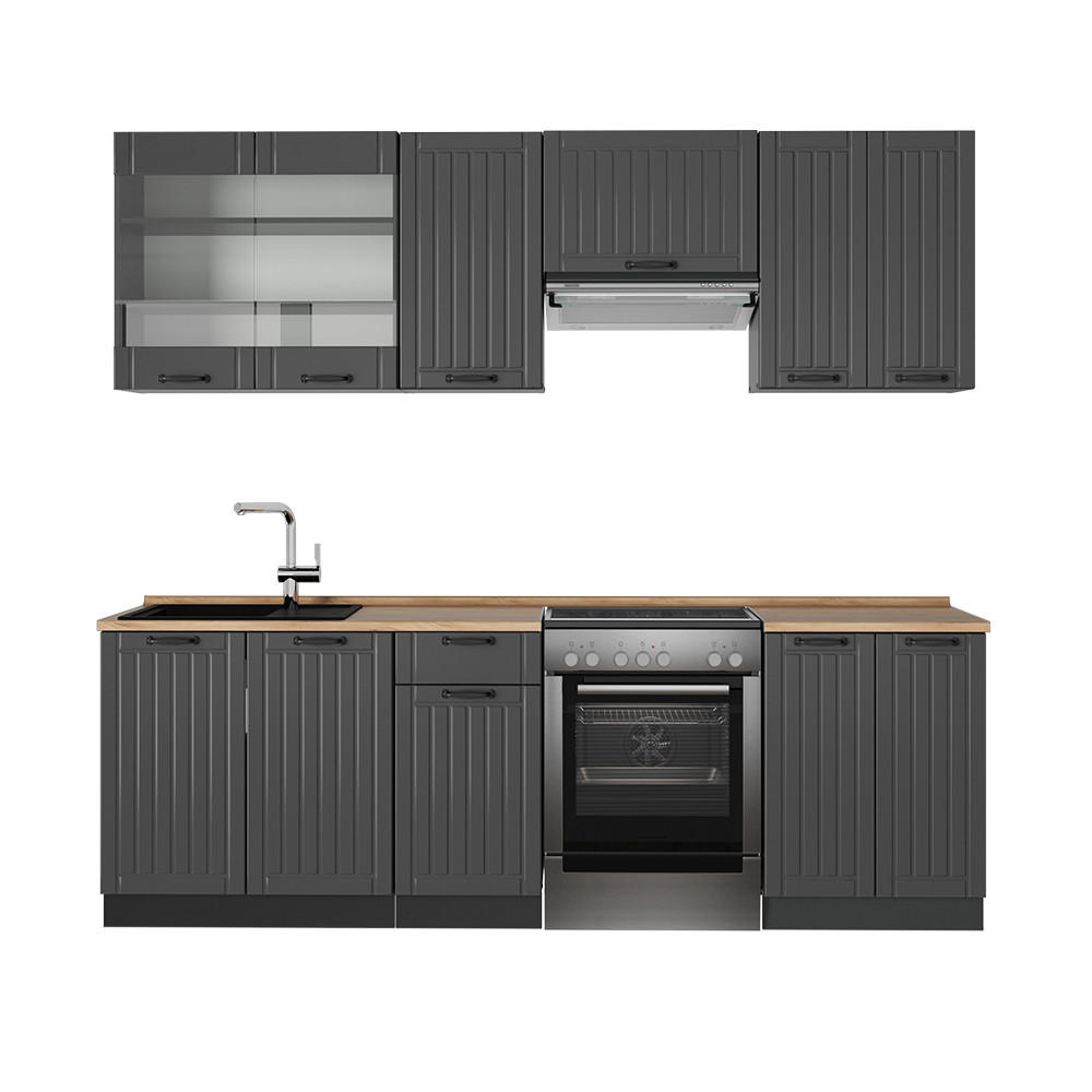Vicco Küchenzeile Dunkelgrau, Anthrazit 240x81.6x60 cm
