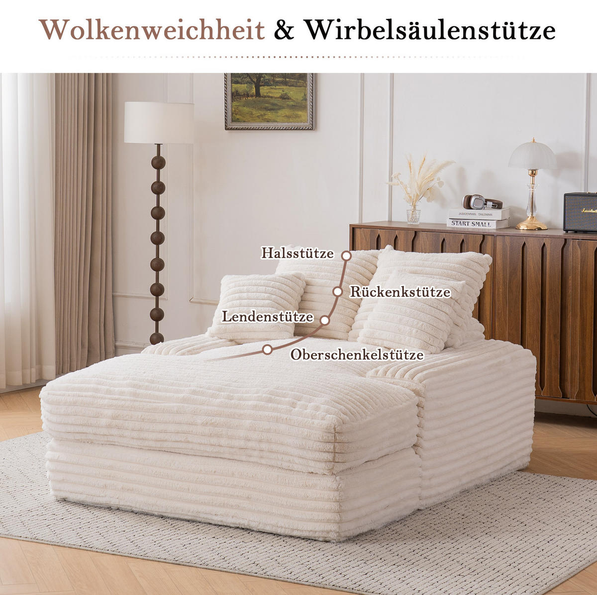 SCHLAFSOFA 137/175 cm in Beige – ohne Montage, mit Cordbezug und 4 Kissen - Beige, Textil (137/63/175cm) - BEAOK