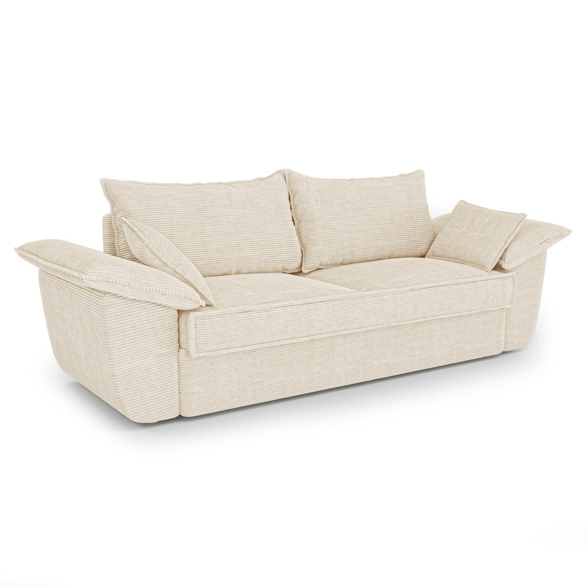 SOFA 3-Sitzer Gerippter Samt Creme 232cm - Creme, Textil (232/92/102cm) - Sia Home