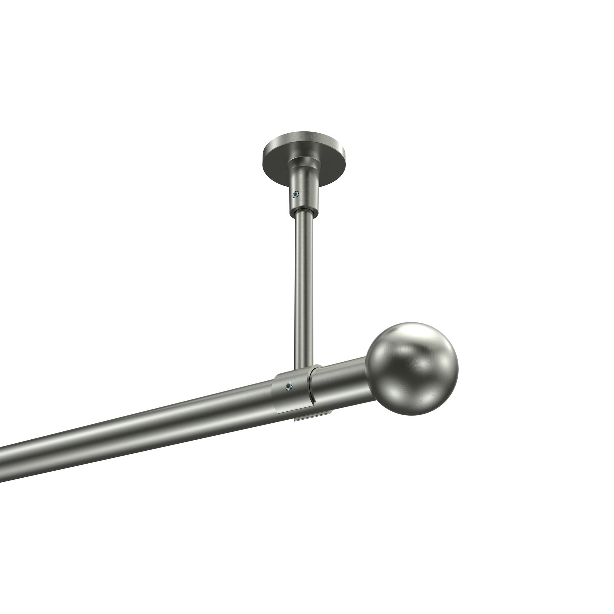 GARDINENSTANGEN-SET Sonette Luino 100 cm, 1-läufig, 20 mm Ø Edelstahl-Optik - Edelstahlfarben, Metall (100cm) - INTERDECO
