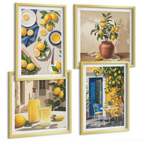 BILDER SET 4er Set - 50x50 cm & 40x60 cm Goldrahmen - Zitronengarten mit Getränken - Goldfarben, Kunststoff (50/50cm) - TULUP