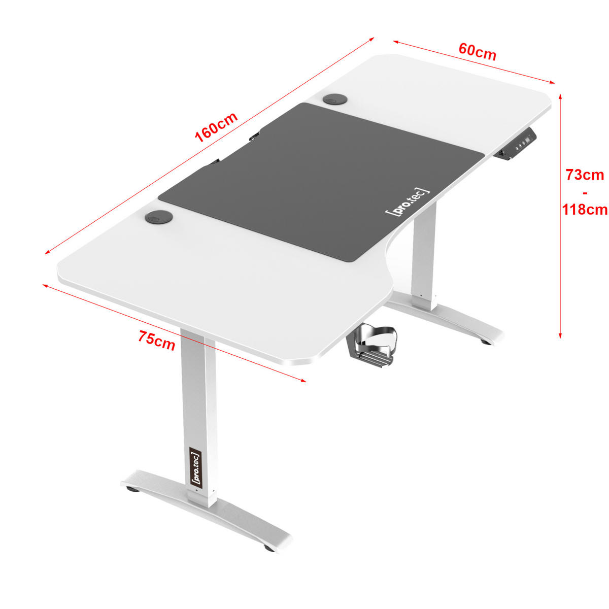 COMPUTERTISCH Oxnard - Weiß, Holzwerkstoff/Metall (75/159/119cm) - pro.tec