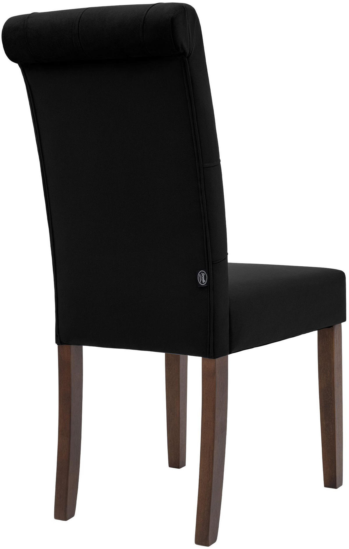 STUHL 2er Set Samt schwarz - Walnussfarben/Schwarz, Holz/Textil (45/98/63cm) - CLP