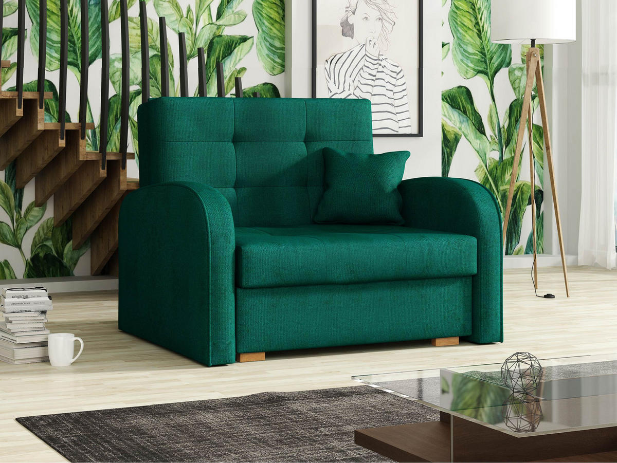 SCHLAFSOFA Viva Gold I - Smaragdgrün/Braun, Holz/Textil (103/85/98cm) - MIRJAN24