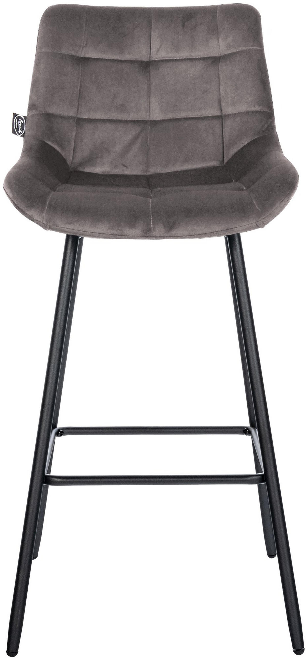 BARHOCKER Welton Samt grau - Schwarz/Grau, Textil/Metall (49/104/56cm) - TPFLiving