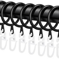 DUSCHVORHANGRINGE Schwarz Set mit Haken für Innen Boden Decke - Schwarz, Kunststoff (3.2/3.2cm) - MCBOSON