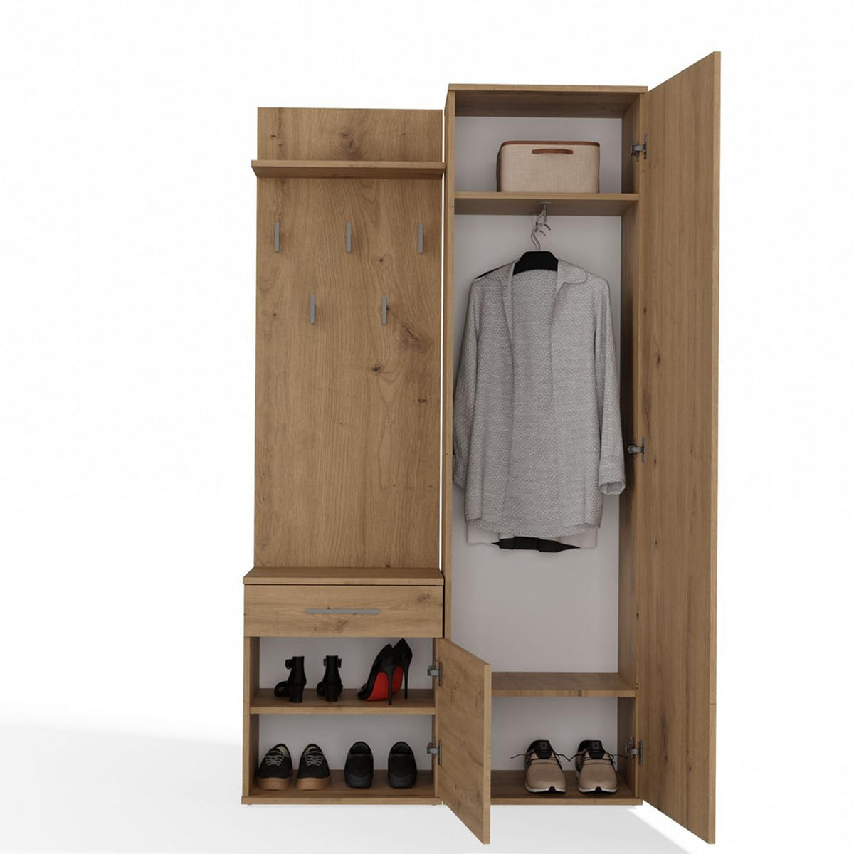 ŠATNÍK moderní se zrcadlem Skříň Duo Artisan 100/180/35 - dub artisan, kompozitní dřevo (100/180/35cm) - RAUMHIRSCH FURNITURE