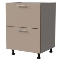 SCHUBLADENUNTERSCHRANK Brerra D2A/60/1A Korpus grau / Front RAL 1019 graubeige Matt 60 / 50 / 82 cm - Graubraun/Grau, Holz/Holzwerkstoff (60/82/50cm) - Feldmann-Wohnen