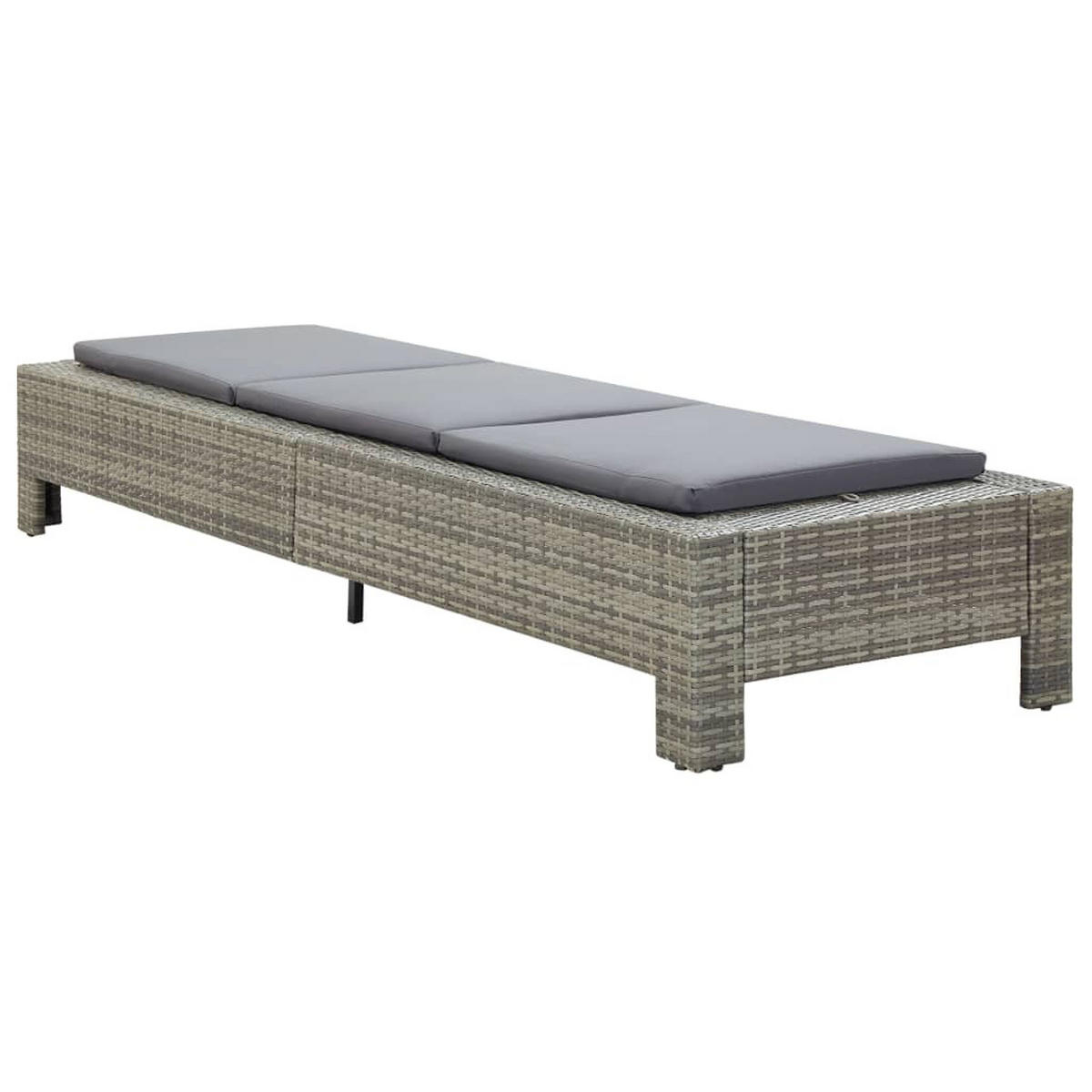 SONNENLIEGE mit Auflage Grau Poly Rattan - Grau, Holz (75/35/220cm) - furnicato