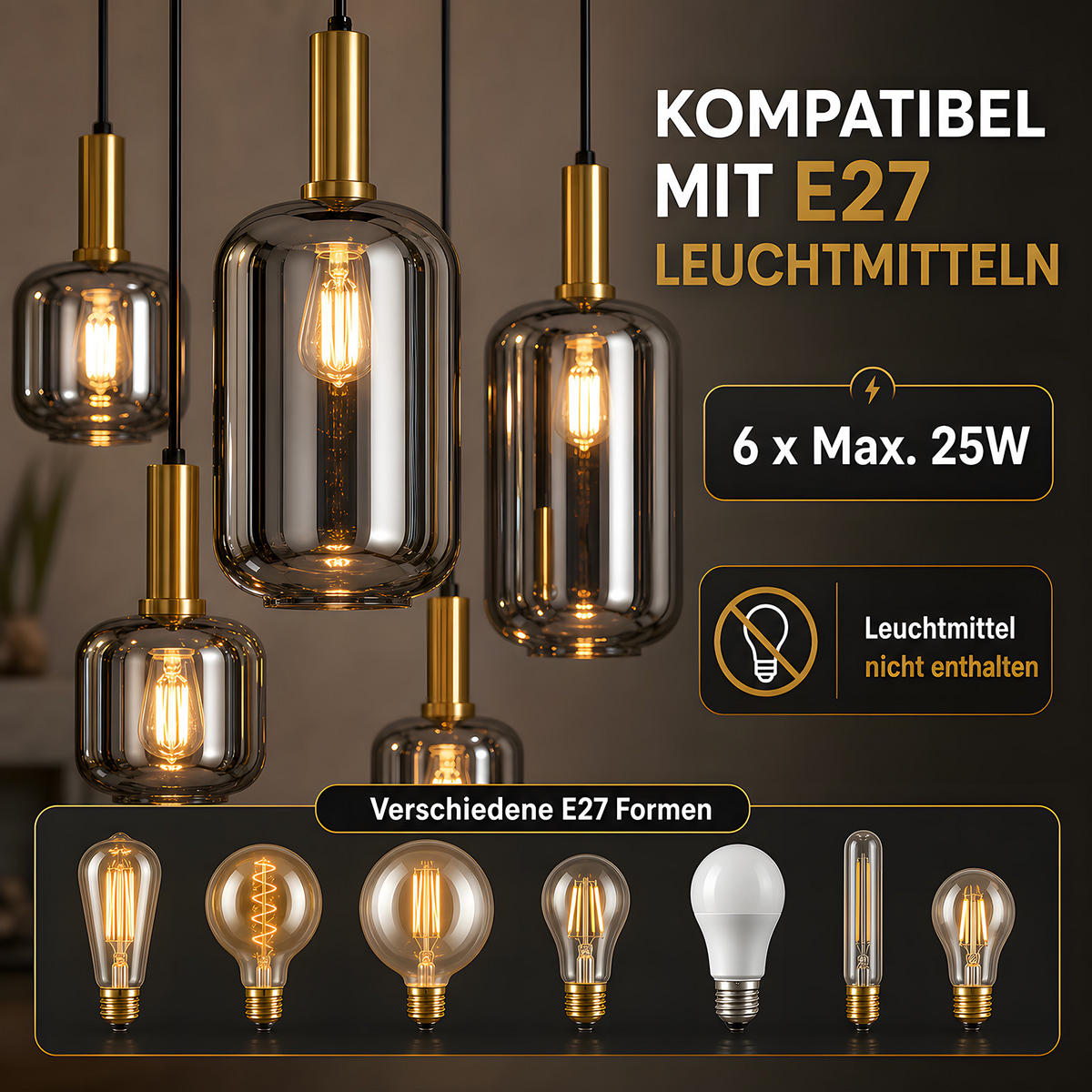 PENDELLEUCHTE Vespnal 96.6/22/150 cm - Schwarz, Glas/Metall (96.6/22/150cm) - ZMH