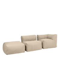 SITZSACK-SOFA Outdoor 3-tlg.: Ecksessel, Sessel, Fußstütze - Beige, Textil (195/68/100cm) - icon