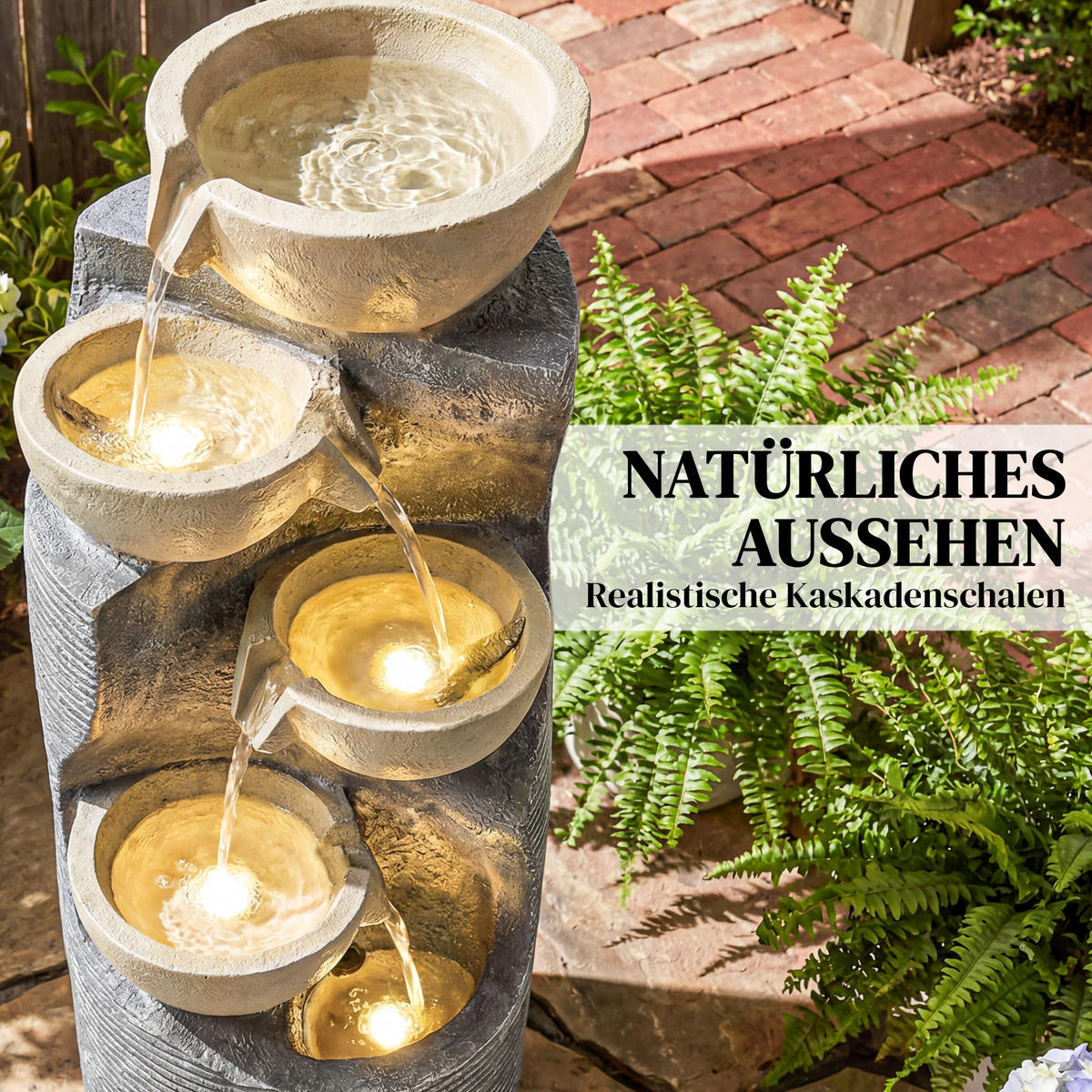 GARTENBRUNNEN Harz Mehrfarbig - Multicolor, Kunststoff (33/31/80cm) - Outsunny