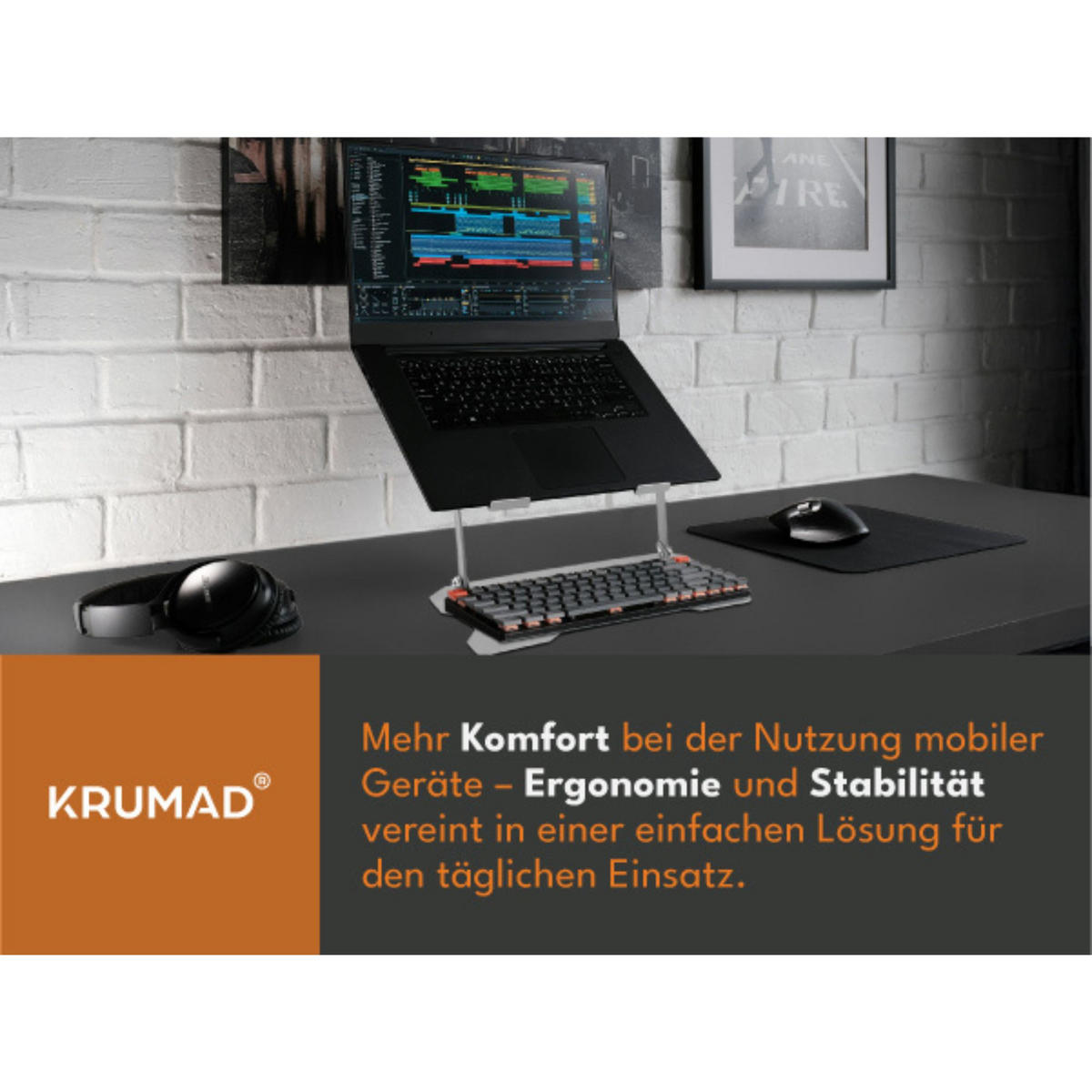 STÄNDER Laptop Höhenverstellbar - Silberfarben, Metall (25/21.5/25cm) - KRUMAD