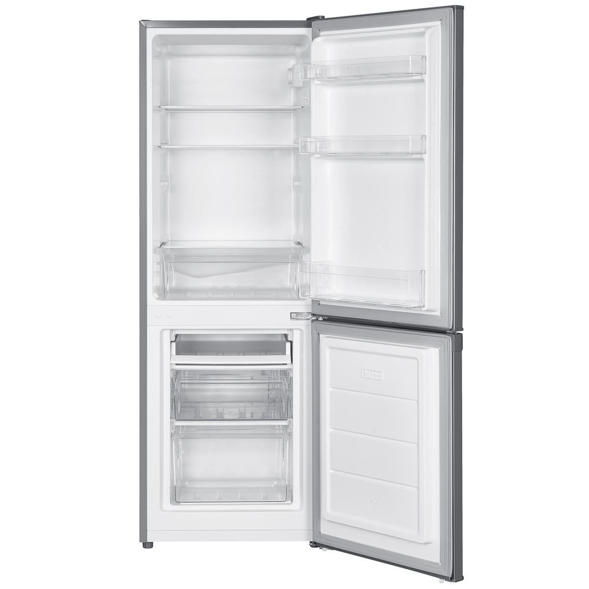 KÜHL-GEFRIER-KOMBINATION, freistehend, 173 Liter Nutzinhalt, 4-Sterne Gefrieren, Höhe 142,5 cm, 40 dB, Kühlschrank mit Gefrierfach groß, CFS1110-S - Silberfarben, Glas/Kunststoff (49.5/142.5/56cm) - homeX