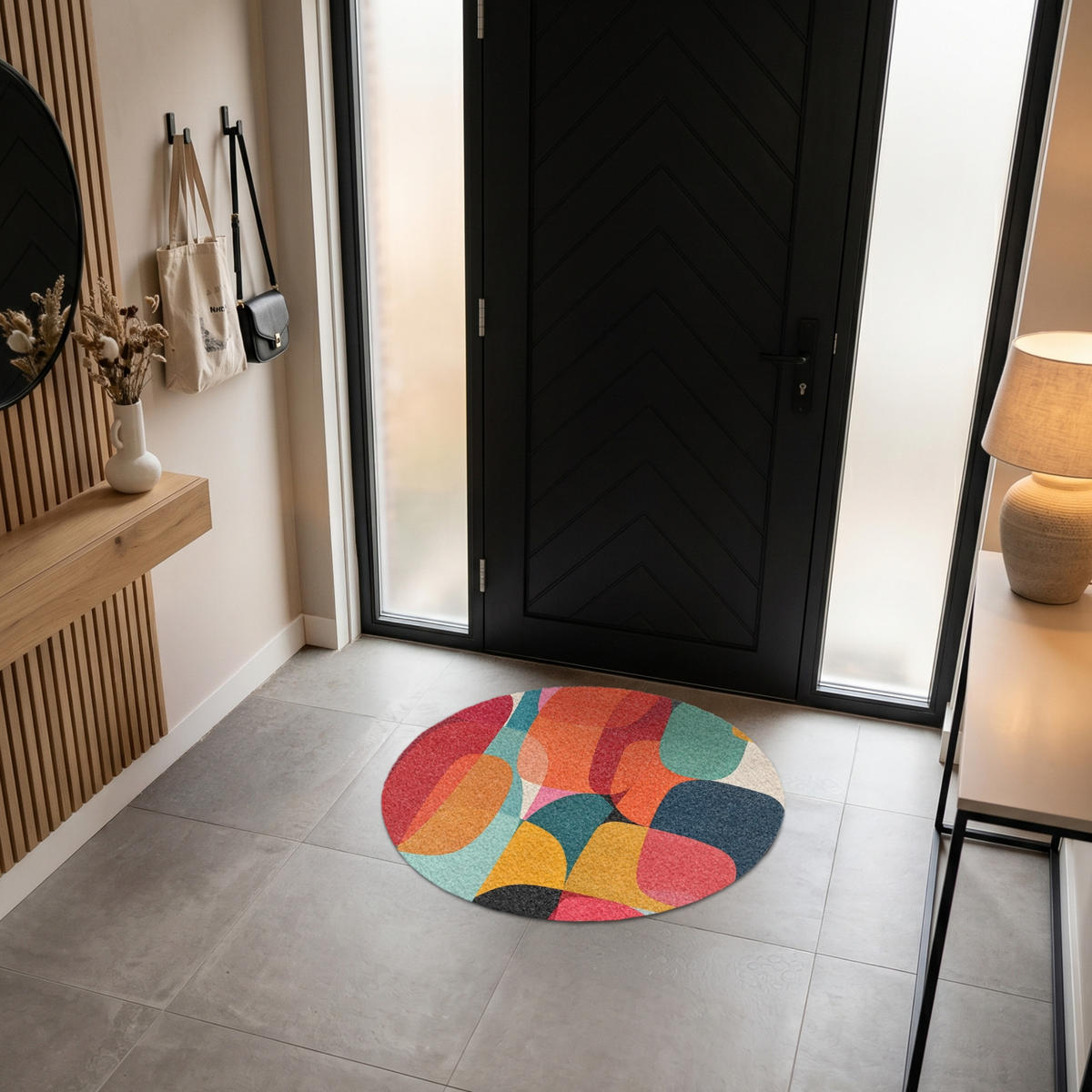 ROHOŽKA Tvary - barevné - abstraktní - letadla 90x90 cm - různobarevná, textil/umělá hmota (90/0.4cm) - MuchoWow
