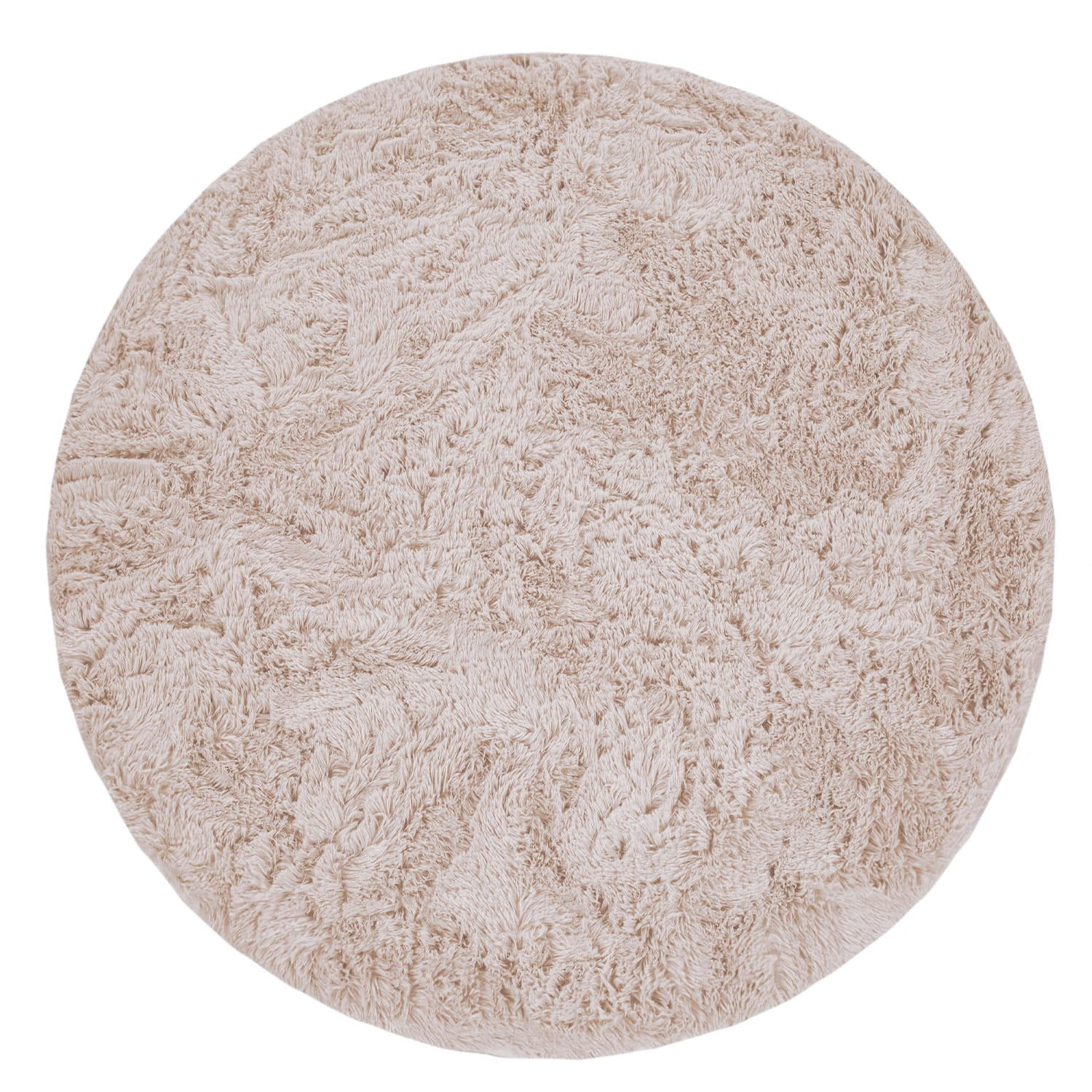TEPPICH Hochflor Shaggy waschbar Unifarben Schlafzimmer schmutzabweisend Creme Rund 80D - Beige, Textil (80/80cm) - KADIMA DESIGN