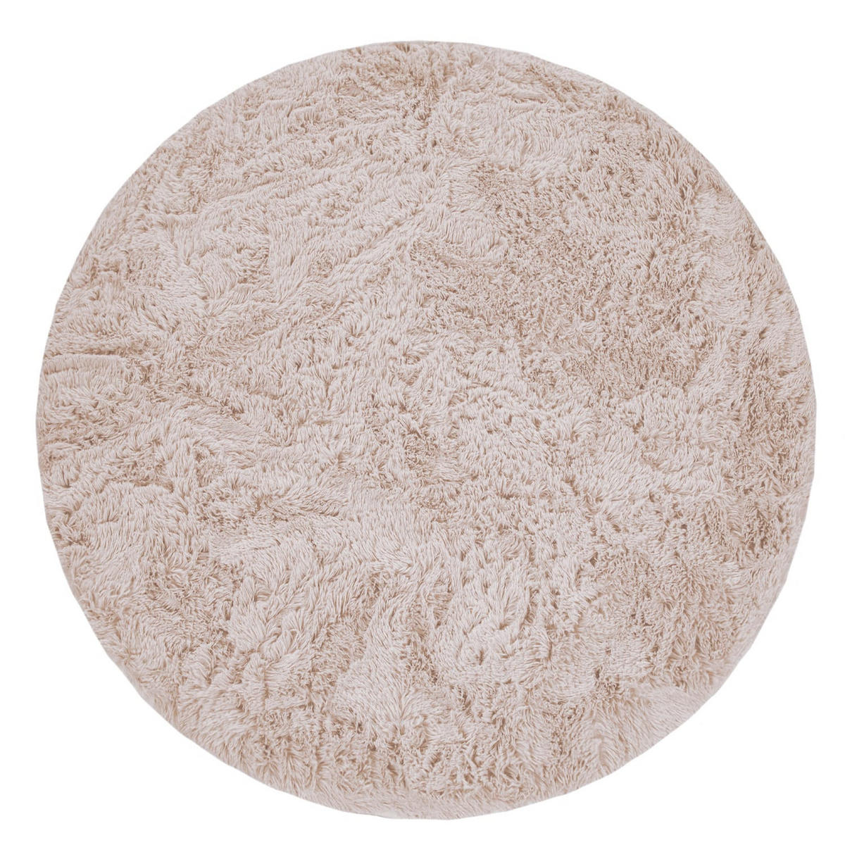 TEPPICH Hochflor Shaggy waschbar Unifarben Schlafzimmer schmutzabweisend Creme Rund 80D - Beige, Textil (80/80cm) - KADIMA DESIGN