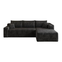 ECKSOFA 241/151/58 cm schwarz aus Stoff ohne Montage mit Chaise - Schwarz, Textil (151/241cm) - OKWISH