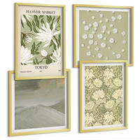 BILDER SET 4er Set - 50x50 cm & 40x60 cm Goldrahmen - Florale Abstraktionen im Boho-Stil - Goldfarben, Kunststoff (50/50cm) - TULUP