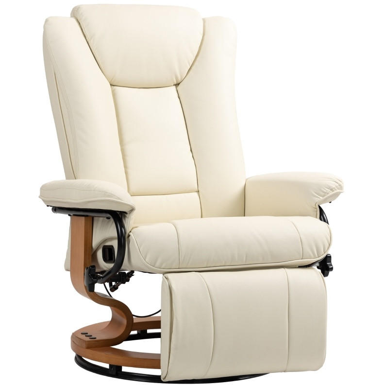 DREHBARER Relaxsessel in Cremeweiß 88x78x103 cm mit Liegefunktion und Fußstütze - Creme, Kunststoff (78/103/88cm) - IVMEU