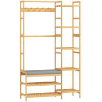 GARDEROBENSTÄNDER 104/33/175 cm aus Bambus mit Schuhregal und Sitzbank Natur - Naturfarben, Naturmaterialien (104/175/33cm) - Modenvie