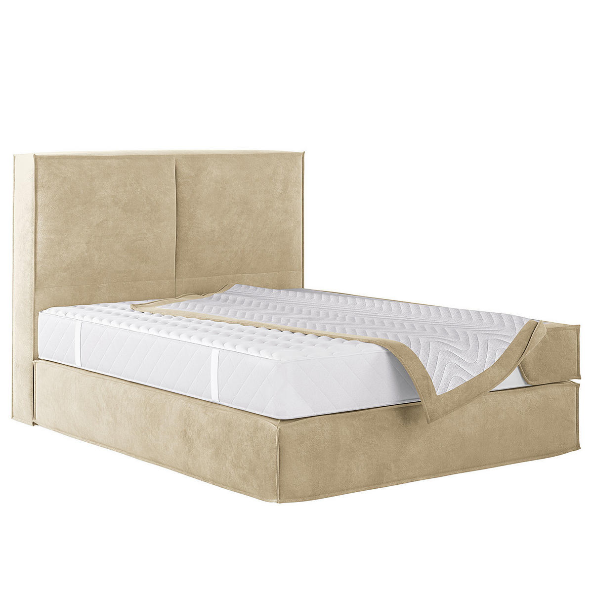 BOXSPRINGBETT mit Kopfteil - Premium - Beige, Textil (140/200cm) - home24