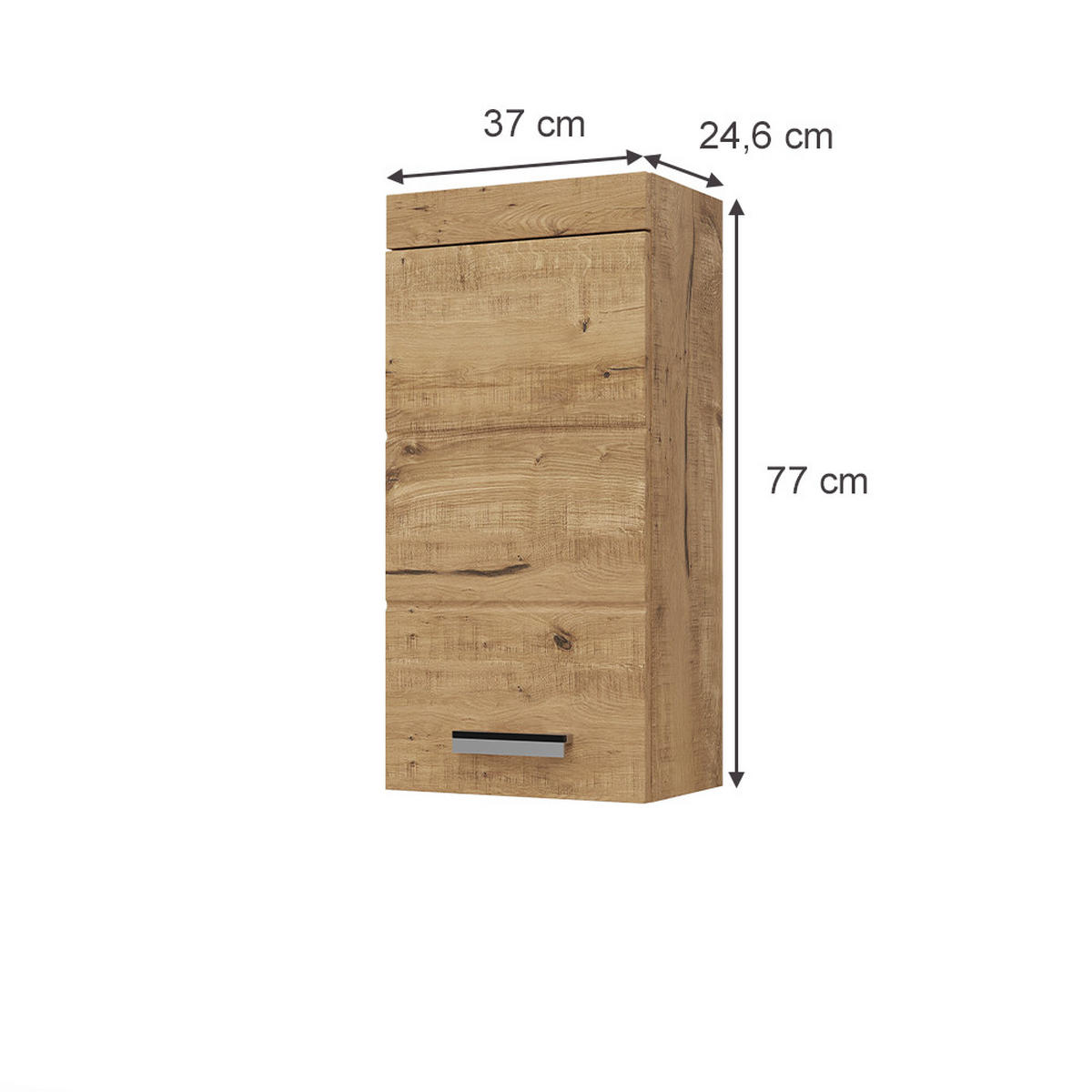 BADSCHRANK Luna Eiche Wotan 37 x 77 cm - Eiche Wotan/Sonoma Eiche, Holzwerkstoff (37/77/24.6cm) - Vicco