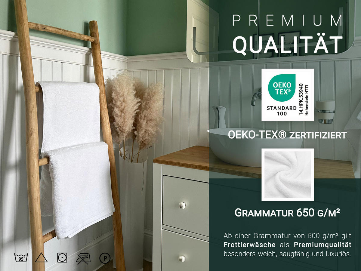 DUSCHTÜCHER, 2er-Set, 70x140 cm, 100% Baumwolle, Weiß - Weiß, Textil (70/140cm) - Zollner