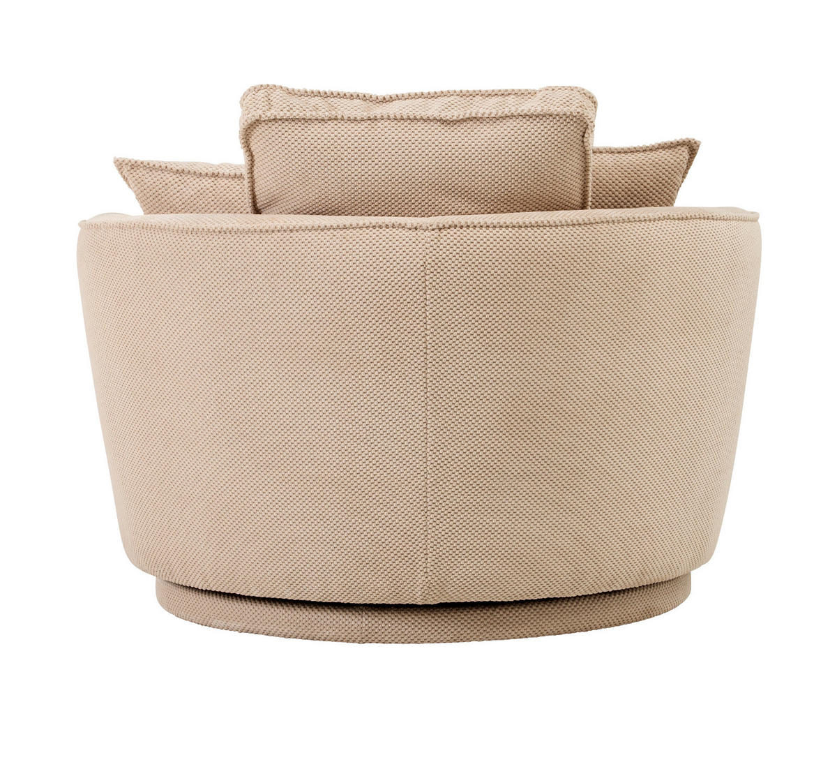 DREHSESSEL wollweiß Web-Velours, XL Sessel 360° drehbar inklusive 3 x Kissen - Creme/Weiß, Kunststoff/Textil (120/86/120cm)