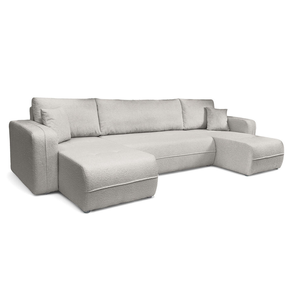 WOHNLANDSCHAFT - Hellgrau/Schwarz, Kunststoff/Textil (312/82/145cm) - home24