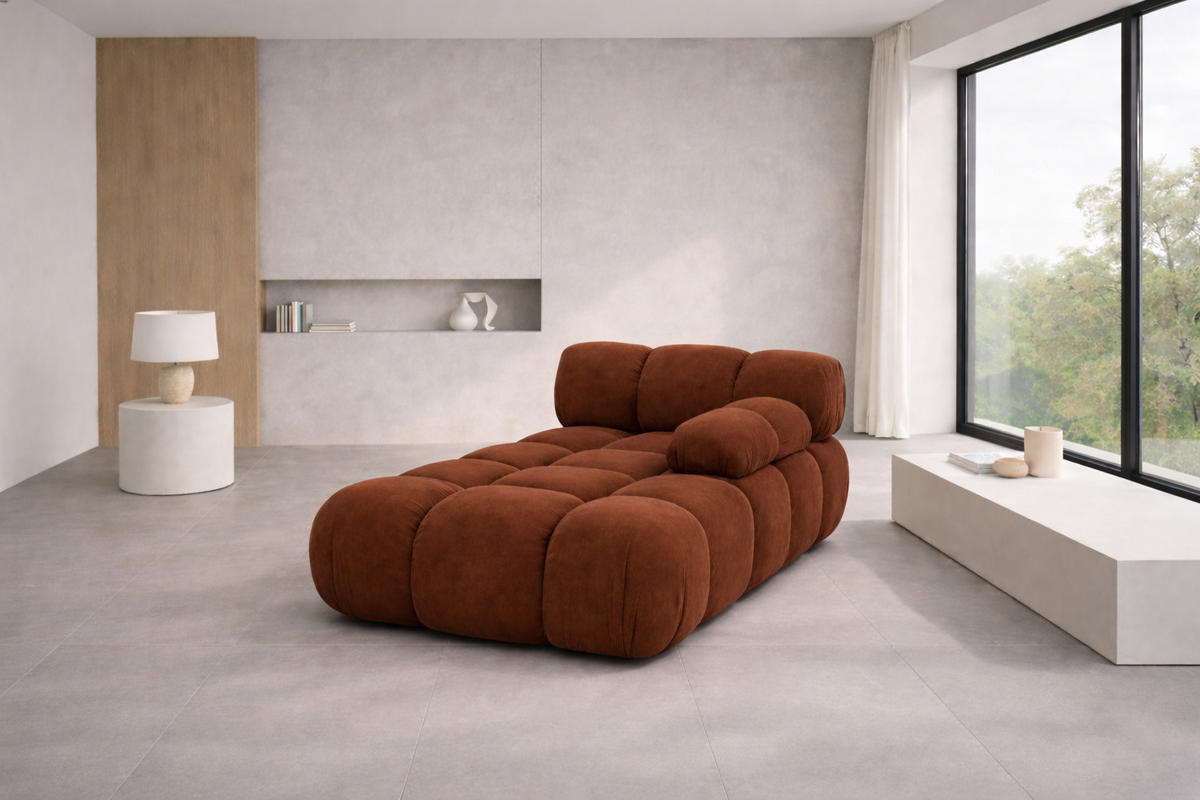 CHAISELONGUE Modular, Veloursstoff Salvador, Dunkelbraun, Rechts, Selia - Dunkelgrün/Dunkelbraun, Holz (95/70/160cm) - Kaiser Möbel