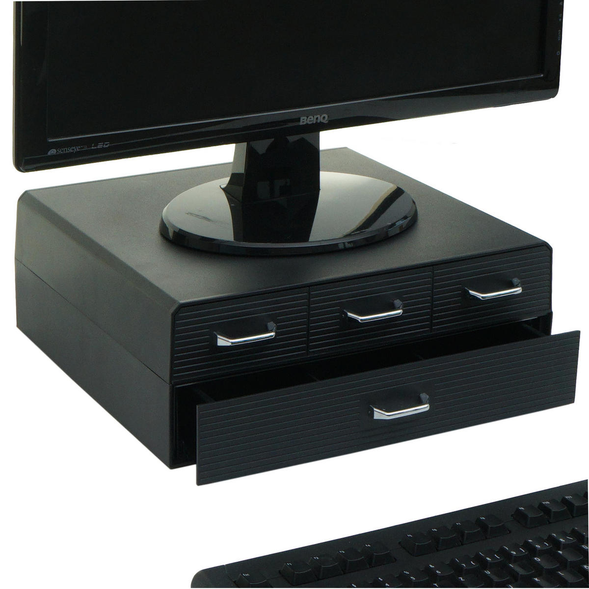 MONITORERHÖHUNG Schwarz - Schwarz, Kunststoff (31/34/13cm) - MCW