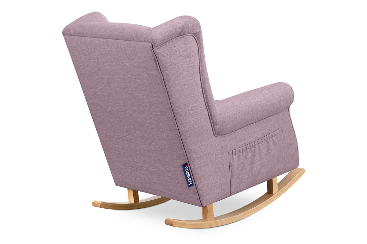 SCHAUKELSESSEL TULES mit Tasche für kleine Gegenstände, Rosé - Pink/Eichefarben, Eichenholz/Holzwerkstoff (80/105/105cm) - KONSIMO®
