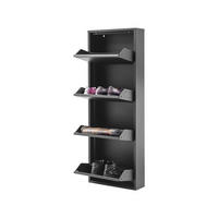 SCHUHSCHRANK schmal Metall mit Magnet 4 Klappen Schwarz - Schwarz, Metall (50/137/15cm) - Gowoll