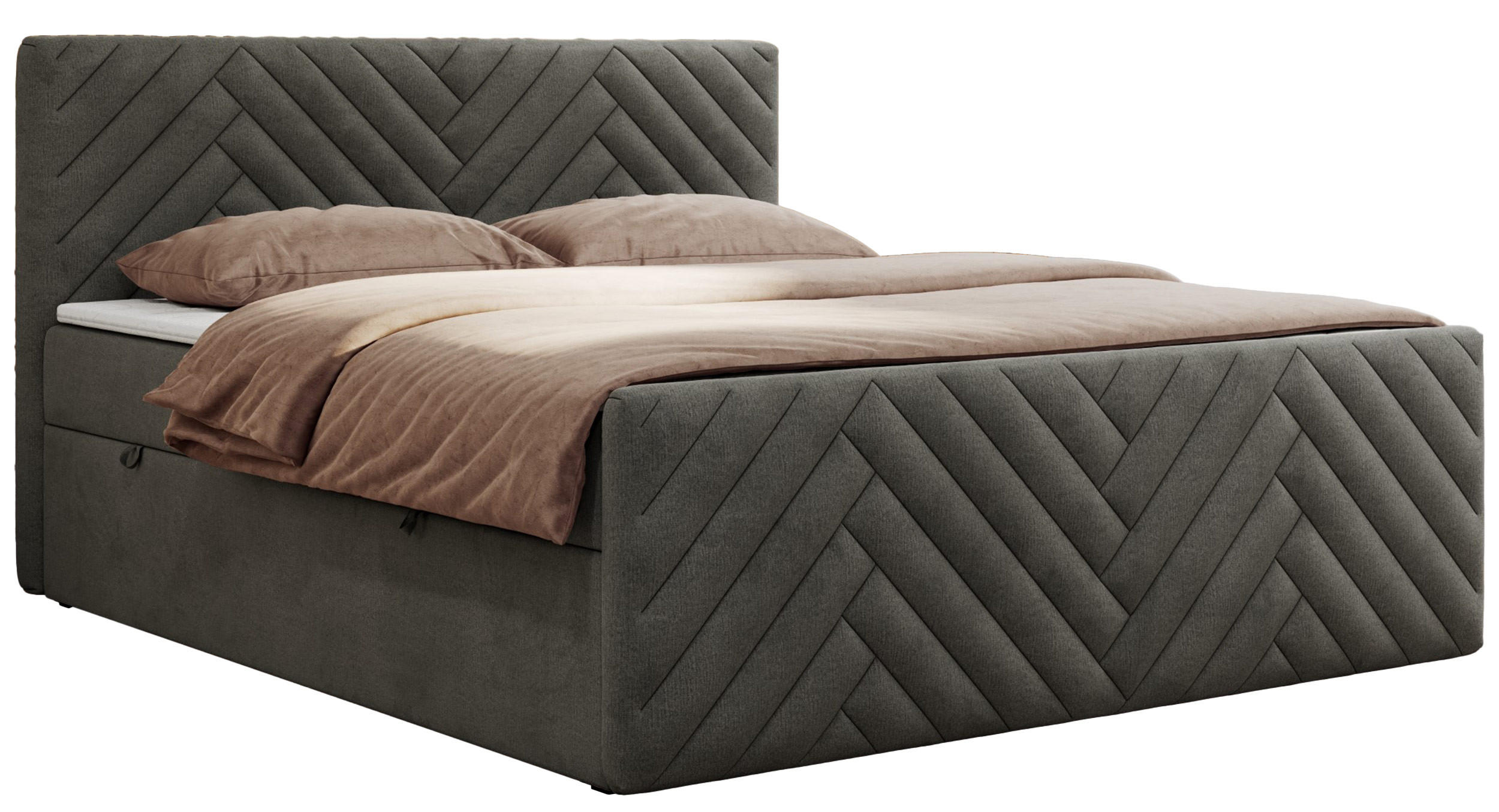 BOXBETT PARIS DUO 120/200 - Dunkelgrau Velvet - H3 - Dunkelgrau, Holz/Textil (120/200cm) - MKS