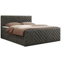 BOXBETT PARIS DUO 160/200 - Dunkelgrau Velvet - H3 - Dunkelgrau, Holz/Textil (160/200cm) - MKS