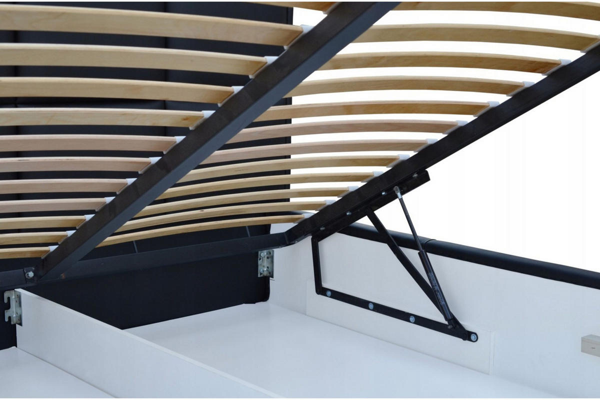 POLSTERBETT BARI mit Kopfteil, 140 x 200 cm, Doppelbett mit Bettkasten und Lattenrost aus Metall, Velourstoff, Frabe: Schwarz - Schwarz, Holz/Kunststoff (140/200cm) - Agmat-Furniture