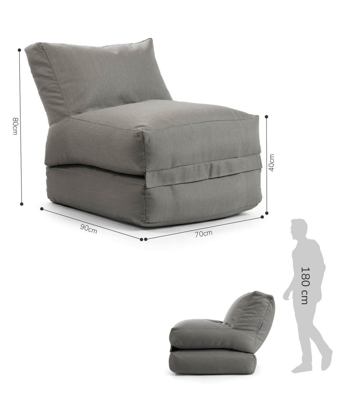 SITZSACK Der Summerdream - Schwarz/Grau, Textil (70/80/90cm) - Mokebo