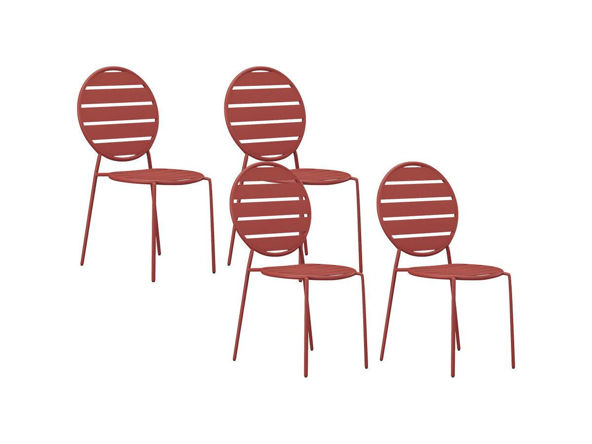 GARTENSTUHL stapelbar 4er-Set - Metall - Terracotta - MONTEFARO von MYLIA - Braun, Metall (55.5/87.5/46.5cm) - Vente-Unique