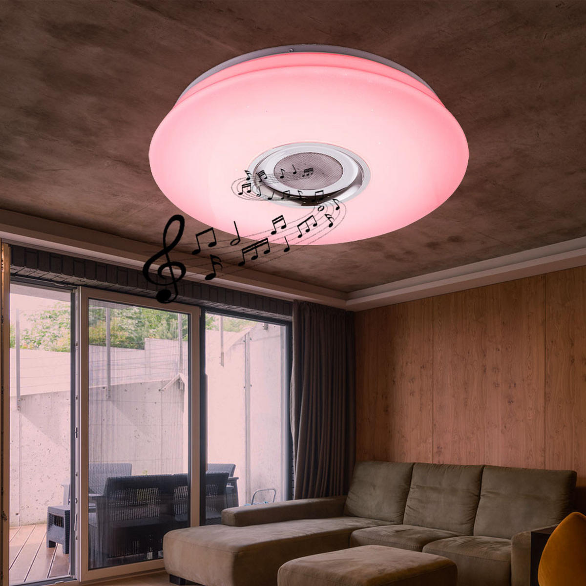 LED DECKENLEUCHTE Weiß mit Bluetooth und Lautsprecher - Weiß, Kunststoff (40/40/7.8cm) - Globo Lighting