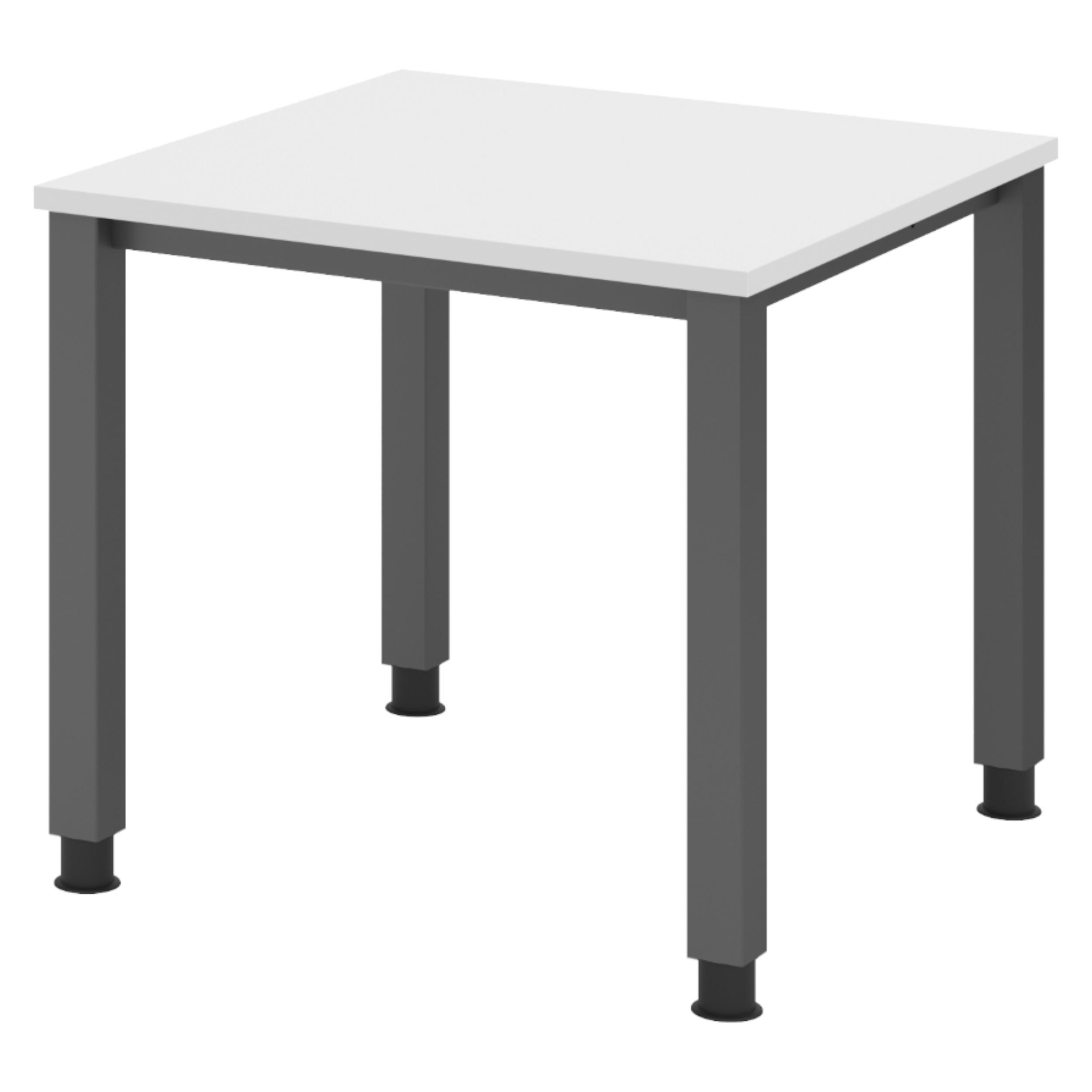 SCHREIBTISCH Serie-Q Gestell: Graphit 80/80/74 cm in Weiß - Weiß, Holzwerkstoff (80/80/74cm) - bümö