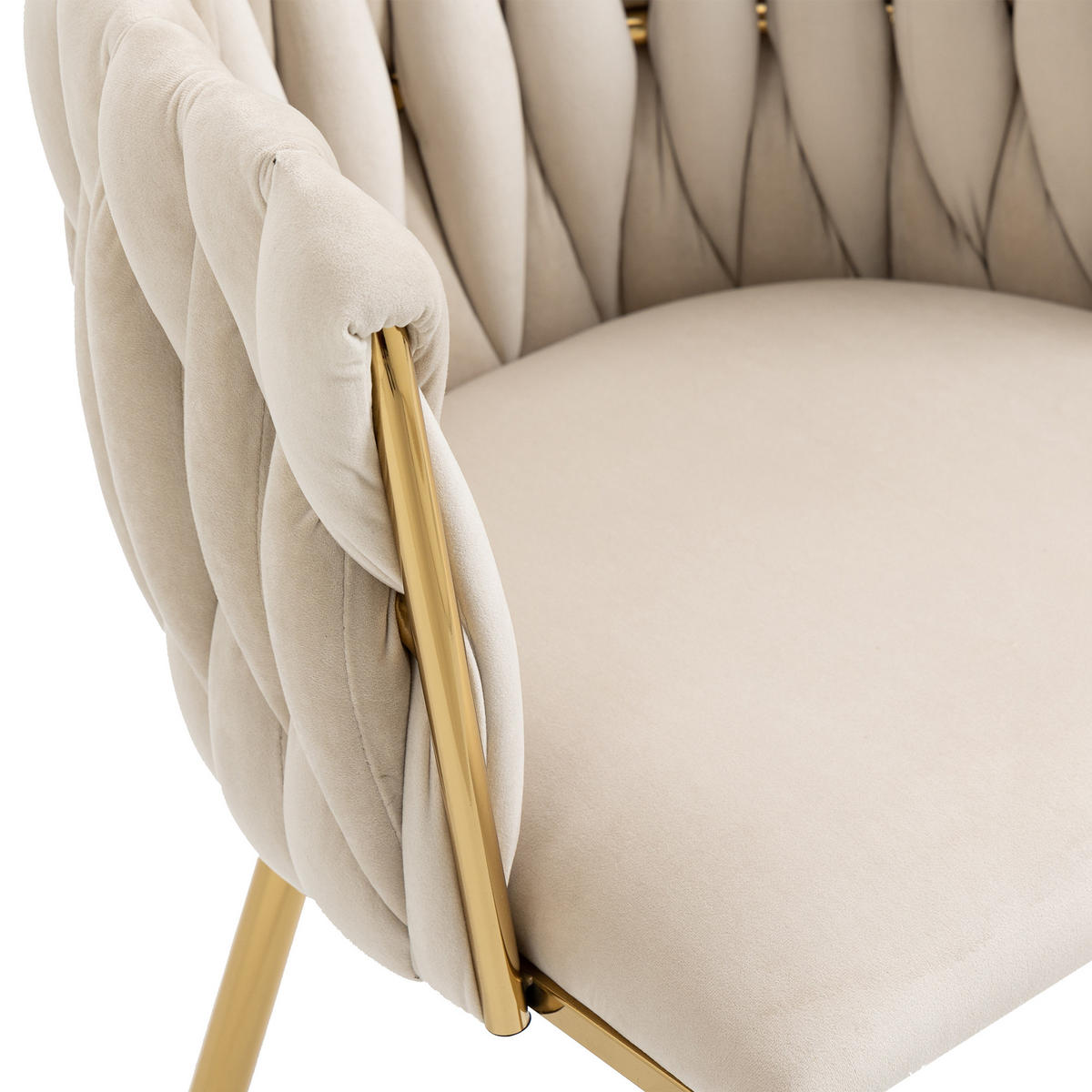 STUHL-SET 2 Stück Samt mit Goldbeinen, DE-42222, Elfenbein - Creme, Metall (41/74/55.5cm) - ComfortXL