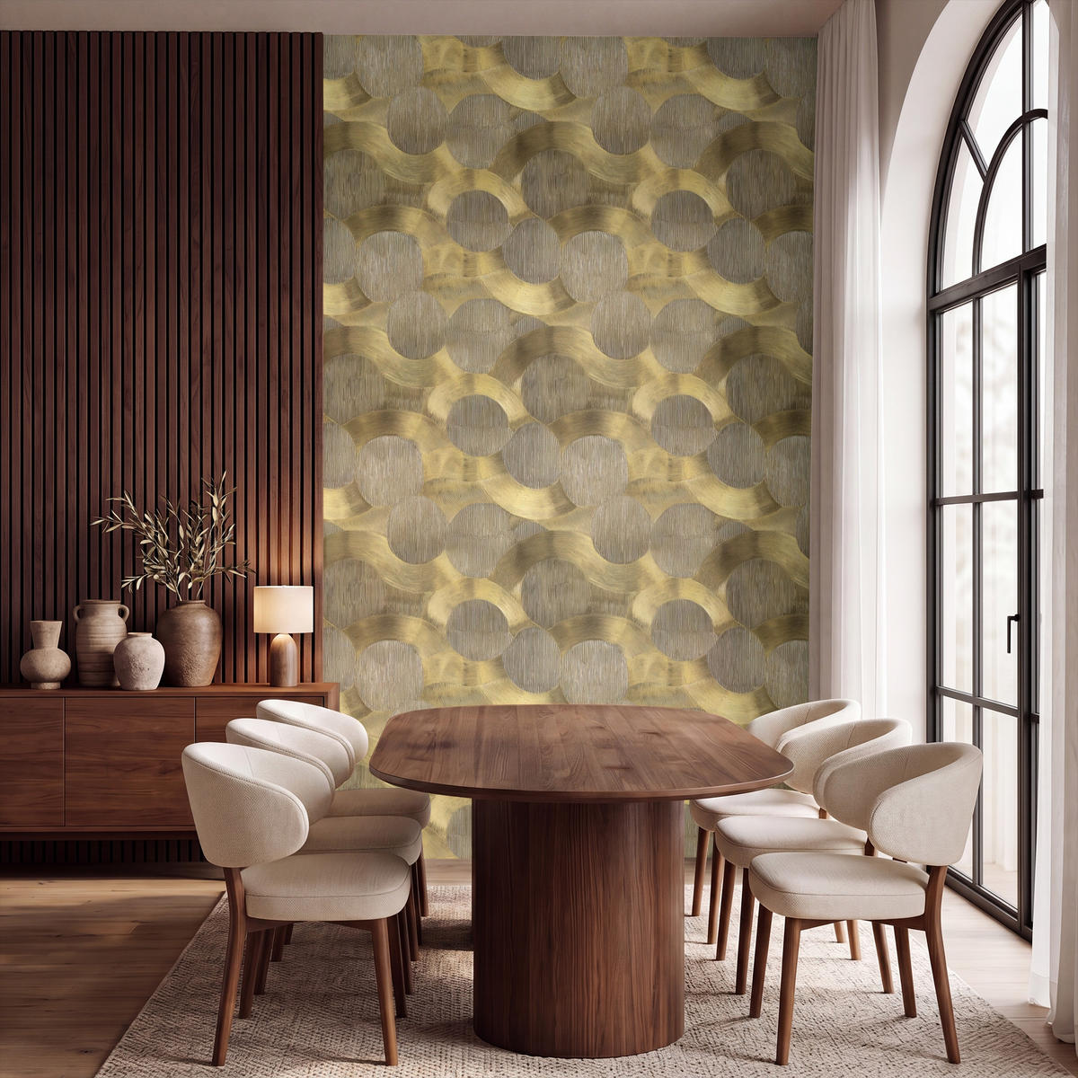 TAPETE - Modern - Geometrisch - Gold - 160x280 cm - Goldfarben, Papier (160/280cm) - OnlyWow