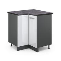 ECKUNTERSCHRANK R-Line Weiß Hochglanz 75.6 cm, AP Anthrazit - Weiß Hochglanz/Anthrazit, Holzwerkstoff (75.6/81.6/60cm) - Vicco