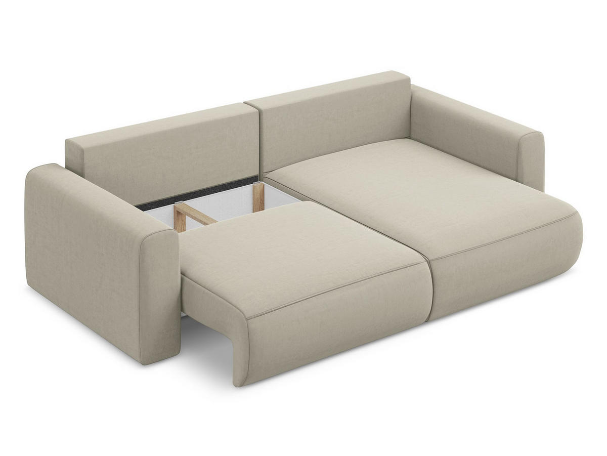 ECKSOFA mit Schlaffunktion Strukturstoff Stoff Blau - Blau/Blaugrau, Kunststoff/Textil (148/257cm) - Makamii