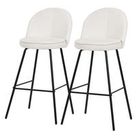 BARHOCKER 2er Set Beige mit Stoffbezug - Beige/Schwarz, Textil/Metall (52/102/50cm) - ML-DESIGN