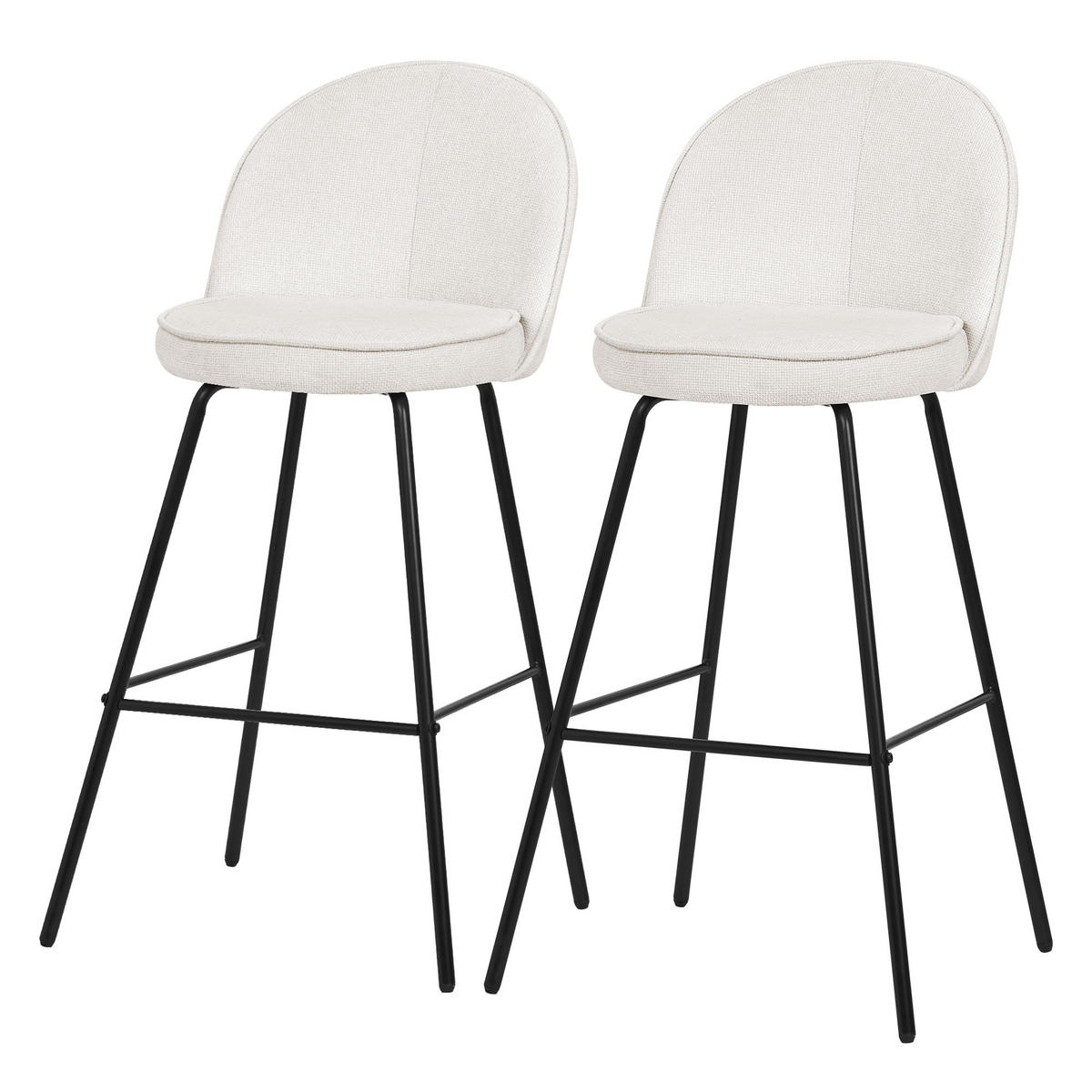 BARHOCKER 2er Set Beige mit Stoffbezug - Beige/Schwarz, Textil/Metall (52/102/50cm) - ML-DESIGN